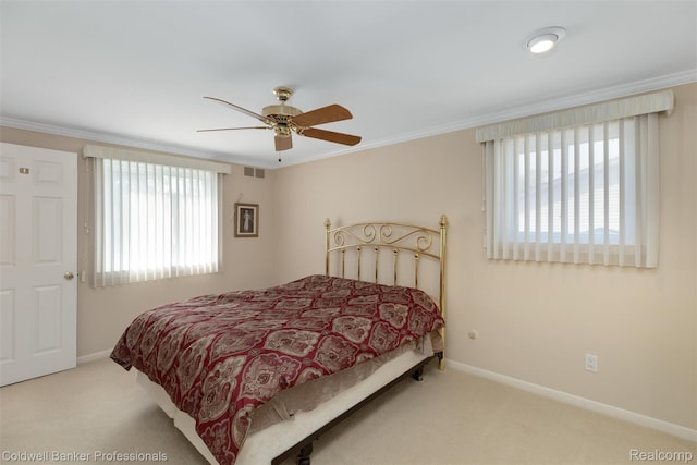 21600 Eastbrook Ct, Grosse Pointe Woods, MI 48236 - bedroom featuring carpet flooring, ornamental molding, and a ceiling fan