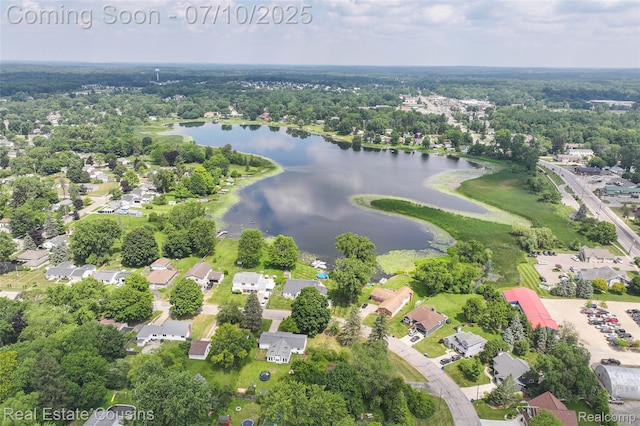 135 Bevins St, Holly, MI 48442 - aerial perspective of suburban area featuring a nearby body of water