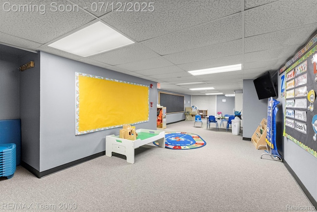 27055 Ann Arbor Trl, Dearborn Heights, MI 48127 - playroom featuring a drop ceiling and carpet floors