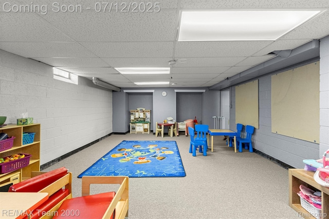 27055 Ann Arbor Trl, Dearborn Heights, MI 48127 - rec room with a drop ceiling and carpet