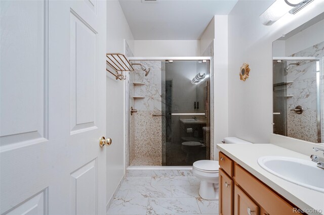 41666 Tera Ln, Novi, MI 48375 - bathroom featuring marble look tile flooring, vanity, and a stall shower