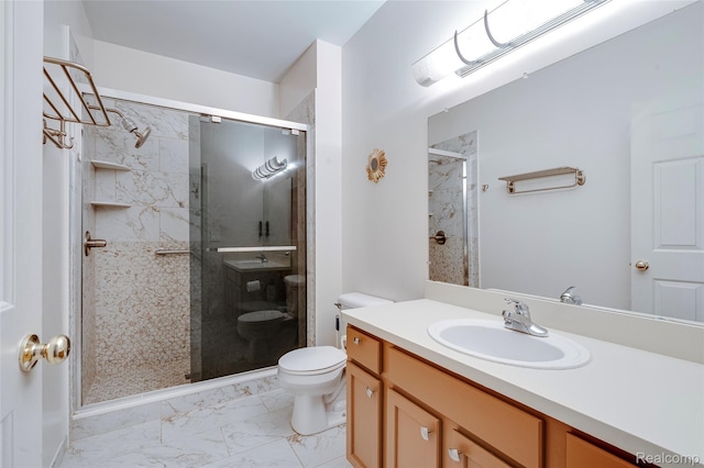 41666 Tera Ln, Novi, MI 48375 - bathroom featuring vanity, marble look tiles, and a stall shower