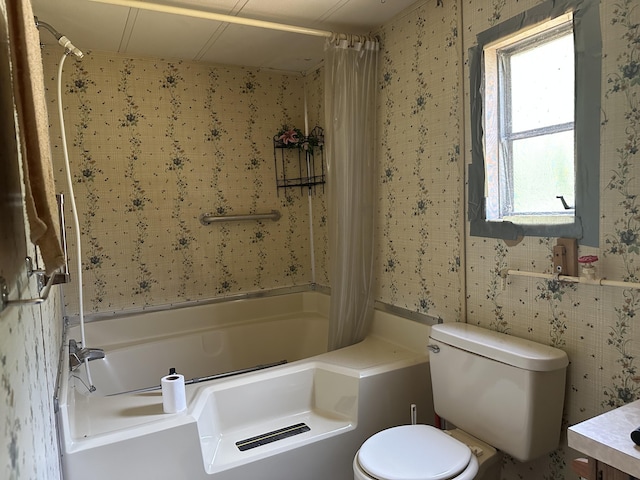 3245 W Leisura Loop, Baldwin, MI 49304 - full bath featuring shower / tub combo, vanity, and wallpapered walls