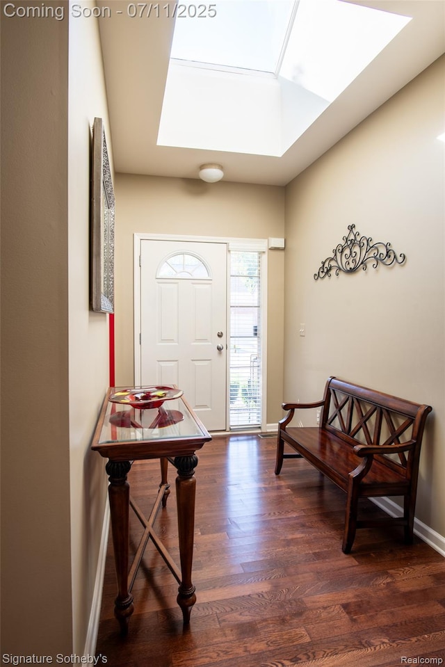 49866 Sleeping River Dr, Macomb, MI 48042 - foyer featuring dark wood-style flooring and a skylight
