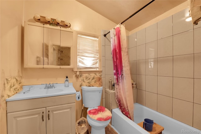 3875 Sobieski St, Hamtramck, MI 48212 - full bath with shower / bath combo, vanity, and lofted ceiling