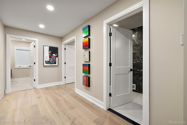 3546 Bloomfield Club Dr, Bloomfield Hills, MI 48301 - hall featuring light wood finished floors and recessed lighting