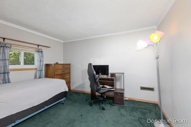 4875 Ferris Ave, Newaygo, MI 49337 - bedroom with ornamental molding, carpet flooring, and a desk