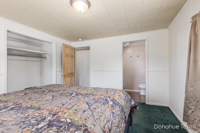 4875 Ferris Ave, Newaygo, MI 49337 - bedroom featuring a closet, carpet floors, and a wainscoted wall