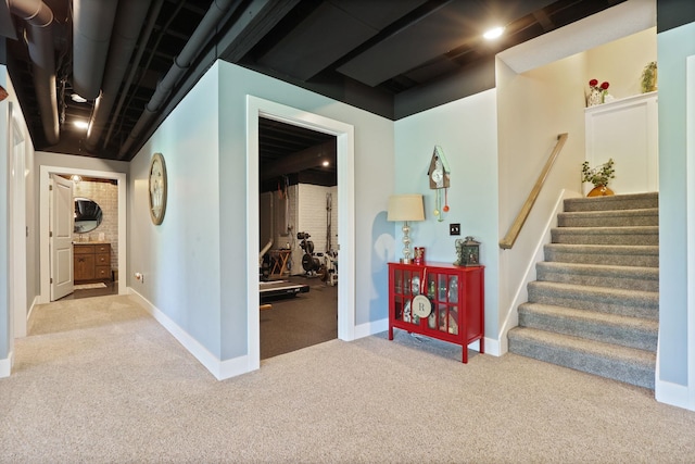 12529 E Tuscola Rd, Frankenmuth, MI 48734 - hallway featuring carpet and stairway