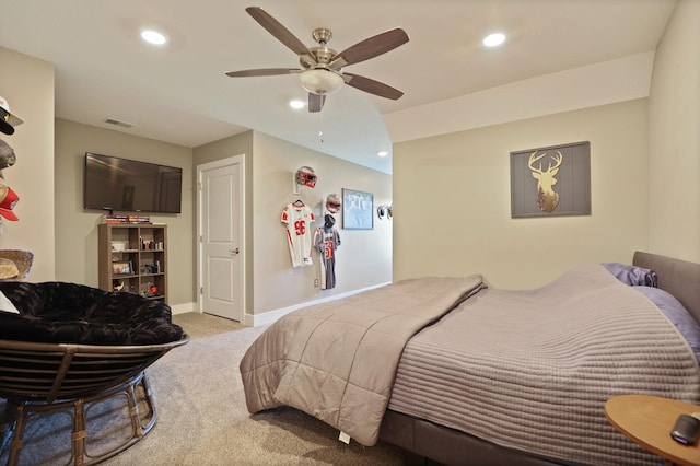12529 E Tuscola Rd, Frankenmuth, MI 48734 - carpeted bedroom with recessed lighting and a ceiling fan