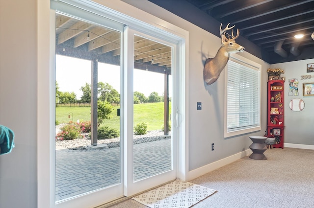 12529 E Tuscola Rd, Frankenmuth, MI 48734 - doorway to outside featuring plenty of natural light and carpet floors