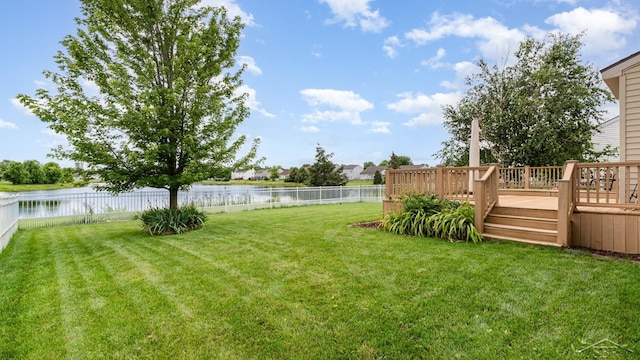 3244 Pine Run Dr, Swartz Creek, MI 48473 - fenced backyard with a deck with water view