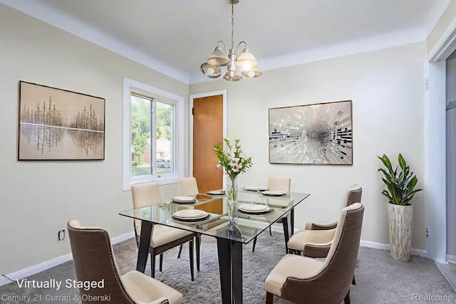 20510 Rosemont Ave, Detroit, MI 48219 - carpeted dining area featuring a chandelier and baseboards