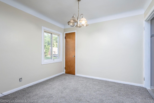 20510 Rosemont Ave, Detroit, MI 48219 - carpeted spare room featuring a chandelier and baseboards