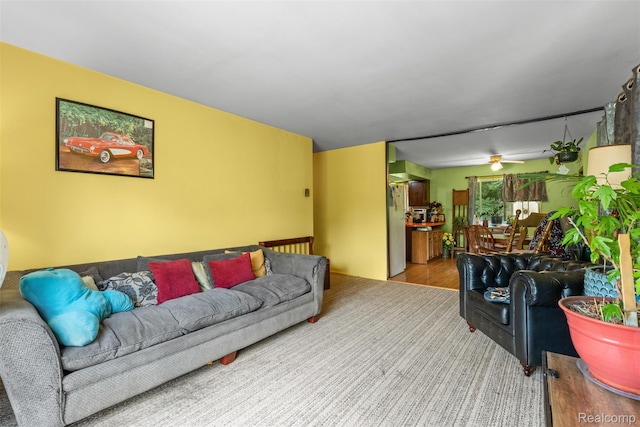 2650 N Lake George Rd, Metamora, MI 48455 - living room featuring a ceiling fan and wood finished floors