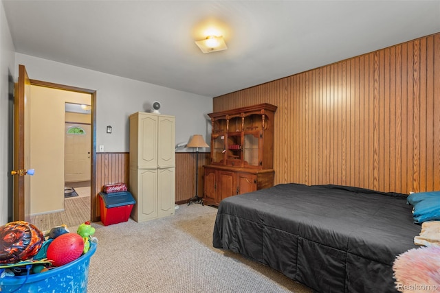2650 N Lake George Rd, Metamora, MI 48455 - bedroom with light colored carpet and wood walls