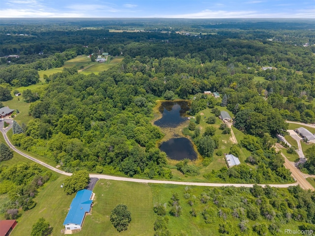 2650 N Lake George Rd, Metamora, MI 48455 - aerial view of property and surrounding area with a large body of water and a heavily wooded area