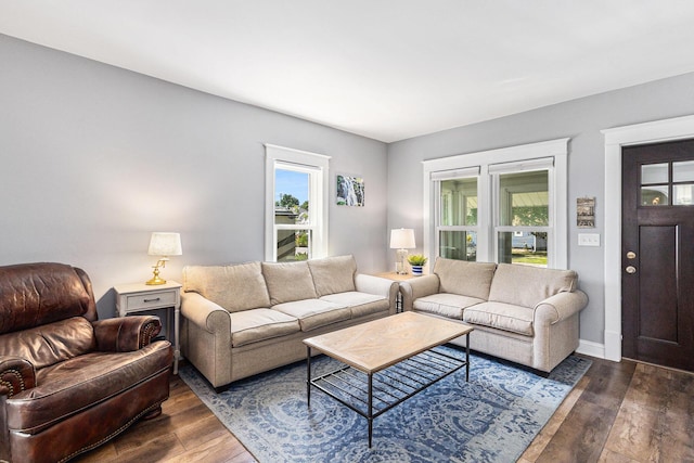 412 N Robert St, Ludington, MI 49431 - living area featuring healthy amount of natural light and dark wood-type flooring