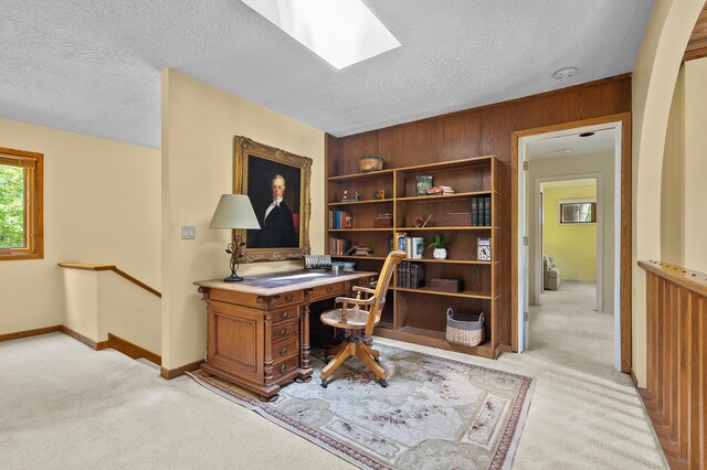 630 N 2nd St, Kalamazoo, MI 49009 - office with light colored carpet, a textured ceiling, and a skylight