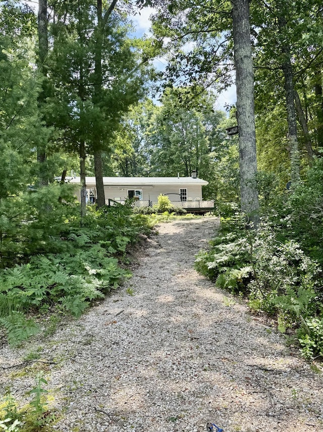 17924 Round Lake Rd, Wellston, MI 49689 - view of front of home with driveway and a chimney