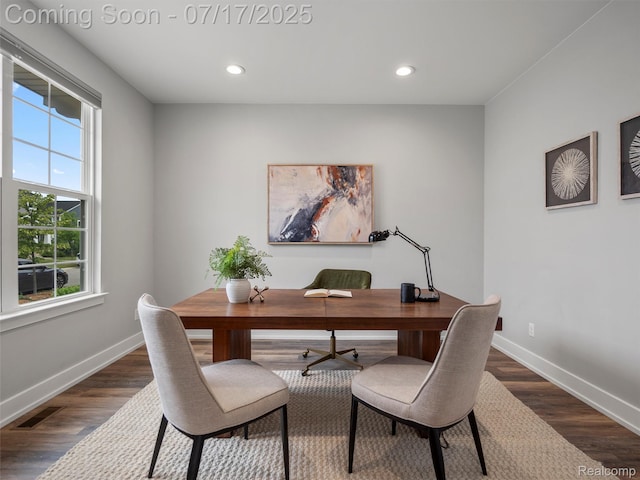 482 Wilson St, Ferndale, MI 48220 - home office featuring recessed lighting and dark wood-style floors