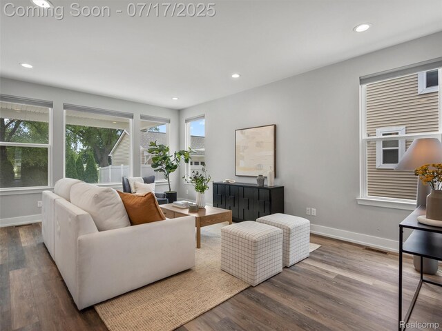 482 Wilson St, Ferndale, MI 48220 - living room with wood finished floors and recessed lighting