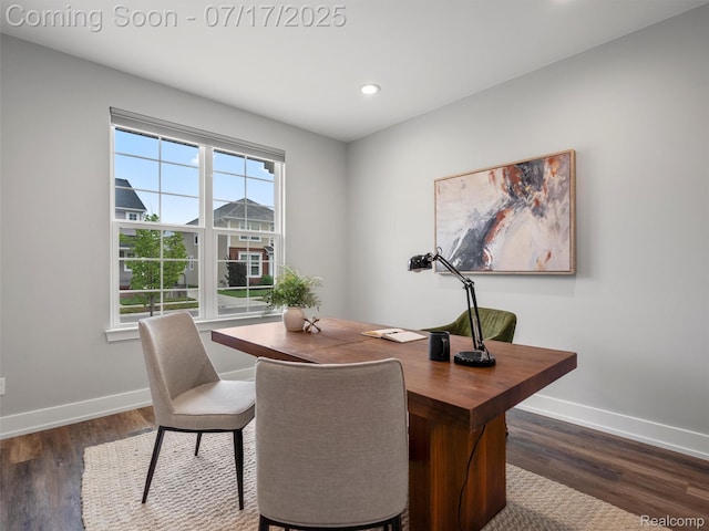 482 Wilson St, Ferndale, MI 48220 - home office with dark wood-type flooring and recessed lighting
