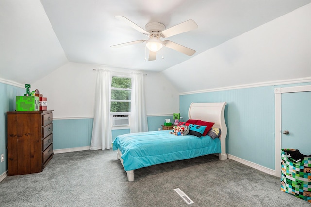 2430 140th Ave, Dorr, MI 49323 - carpeted bedroom with lofted ceiling, cooling unit, and a ceiling fan