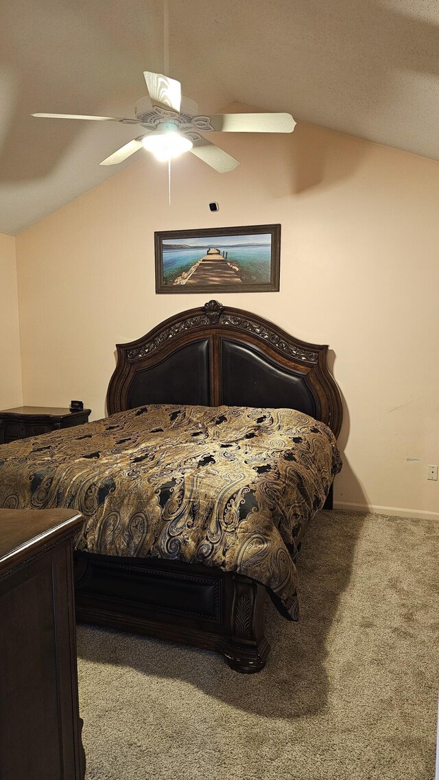 157 Carson Dr Unit 175, Westland, MI 48185 - bedroom with vaulted ceiling, carpet, and ceiling fan