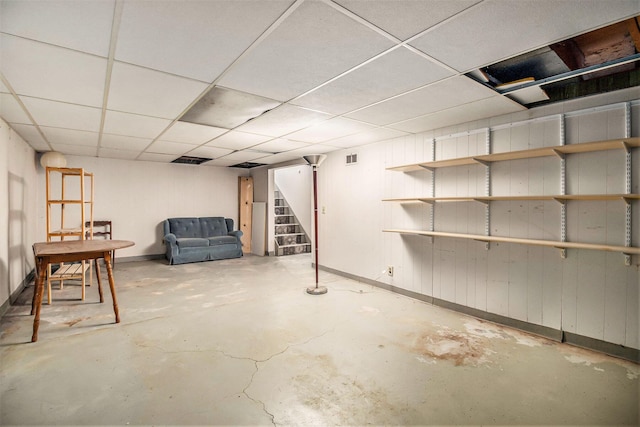 1560 G Ave W, Kalamazoo, MI 49009 - finished below grade area with stairs and a paneled ceiling