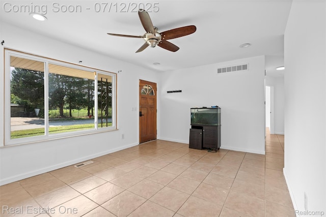 15679 Gulley St, Taylor, MI 48180 - spare room featuring ceiling fan, light tile patterned floors, and recessed lighting