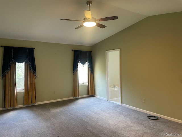 29494 Sylvan Ln Unit 6, Farmington Hills, MI 48334 - unfurnished room featuring ceiling fan, lofted ceiling, plenty of natural light, and carpet flooring