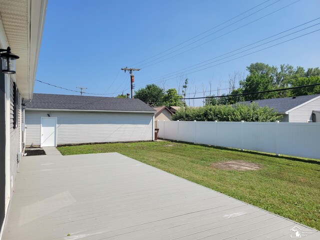 2844 1st St, Monroe, MI 48162 - wooden deck with a fenced backyard