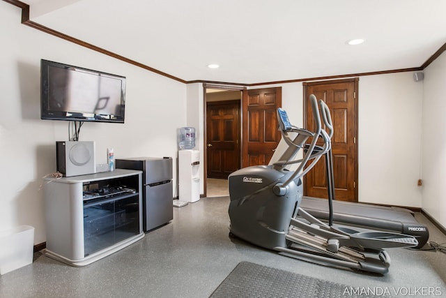8608 Woodruff Dr SW, Byron Center, MI 49315 - workout area with ornamental molding and recessed lighting