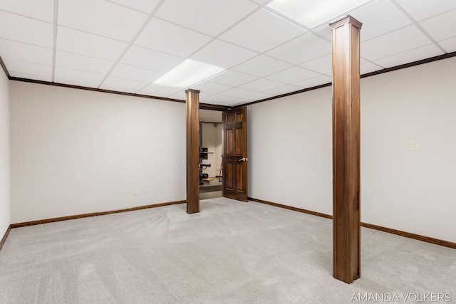 8608 Woodruff Dr SW, Byron Center, MI 49315 - finished basement with carpet, ornamental molding, and a drop ceiling