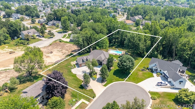 8608 Woodruff Dr SW, Byron Center, MI 49315 - aerial perspective of suburban area featuring property parcel outlined