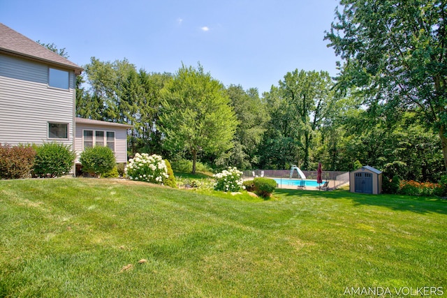 8608 Woodruff Dr SW, Byron Center, MI 49315 - view of yard with a storage shed and an outdoor pool