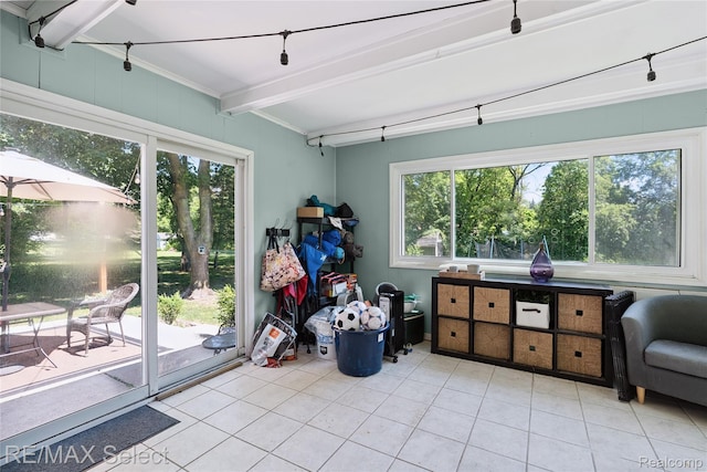 1406 Country View Ln, Flint, MI 48532 - sunroom / solarium featuring plenty of natural light and beam ceiling