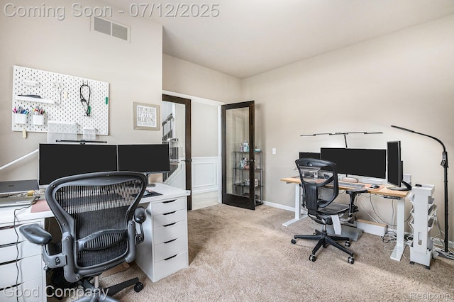 2920 Hartline Dr, Rochester Hills, MI 48309 - home office featuring carpet floors and french doors