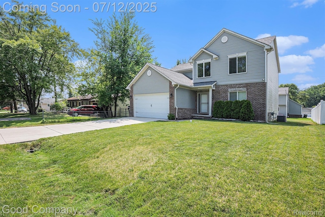 2920 Hartline Dr, Rochester Hills, MI 48309 - view of front of property with brick siding, driveway, a front yard, and a garage