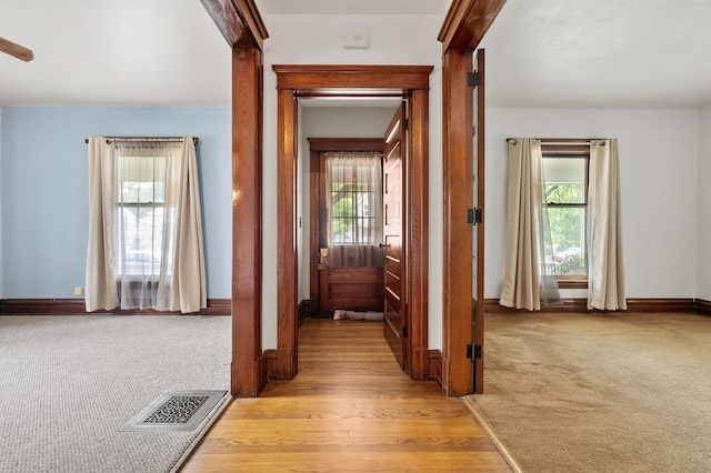 1310 Washington Ave, Kalamazoo, MI 49001 - hall with light carpet and light wood-style flooring