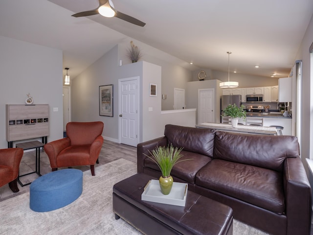 3740 Pristine Ave, Kalamazoo, MI 49048 - living room featuring lofted ceiling and ceiling fan