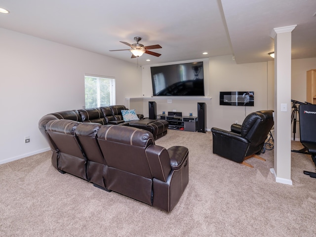 3740 Pristine Ave, Kalamazoo, MI 49048 - carpeted living area featuring recessed lighting and ceiling fan