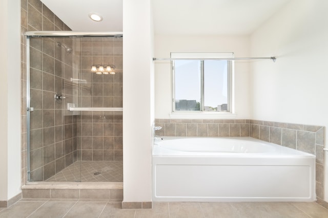 4215 Chandi Ct, Ypsilanti, MI 48197 - full bath with a bath, a stall shower, tile patterned flooring, and recessed lighting