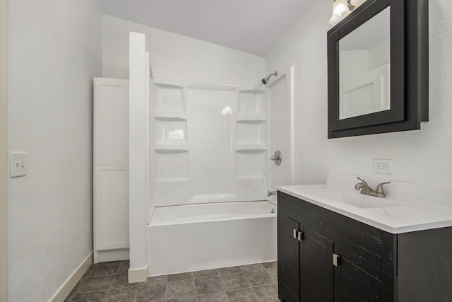 13114 Brockway Blvd, Vicksburg, MI 49097 - bathroom featuring vanity, shower / tub combination, and lofted ceiling