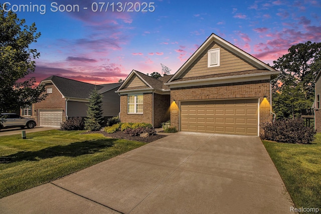 4104 Ashdale Way, Clarkston, MI 48348 - view of front facade featuring brick siding, a front yard, and a garage