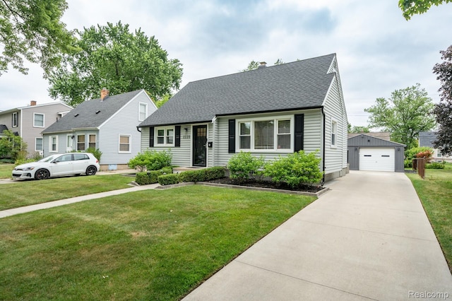 2220 Cummings Ave, Berkley, MI 48072 - cape cod-style house with an outdoor structure, a garage, and a front lawn