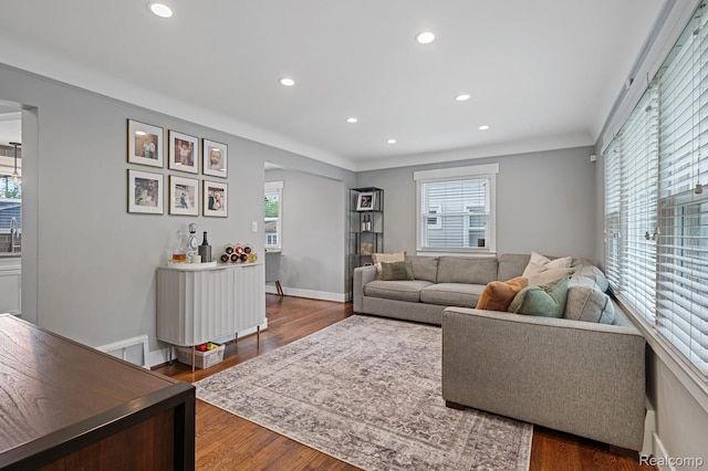 2220 Cummings Ave, Berkley, MI 48072 - living room featuring recessed lighting and wood finished floors