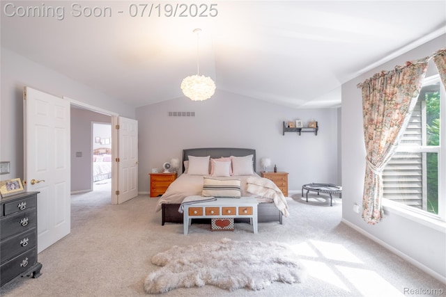 1884 Autumn Glen Dr, Howell, MI 48843 - bedroom with carpet, multiple windows, and lofted ceiling