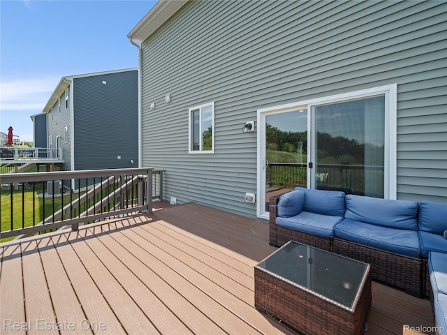 2838 Bogues View Dr, Howell, MI 48843 - wooden terrace with an outdoor hangout area